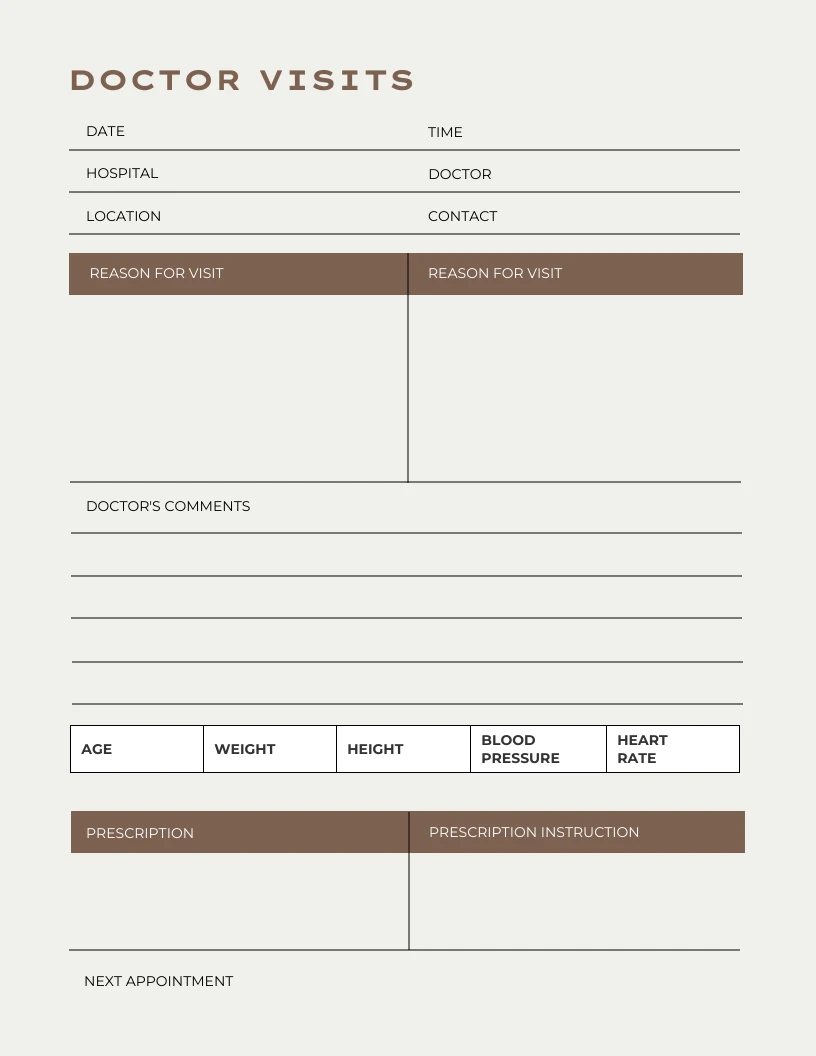 Beige Brown Doctor Visit Schedule Template Venngage