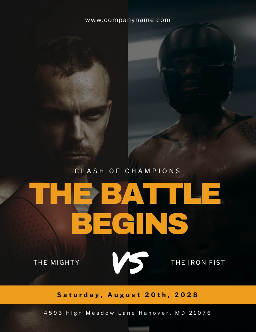 Black And Yellow Modern Professional Battle Boxing Poster Venngage