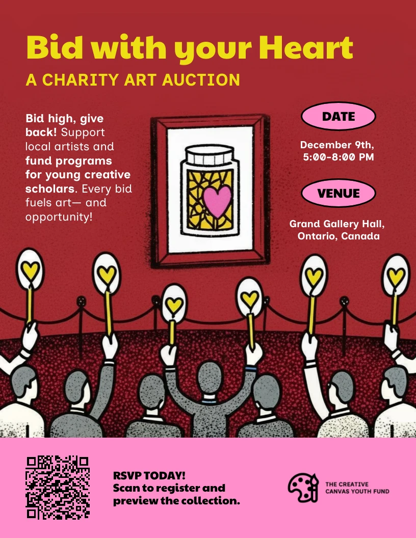 Charity Art Auction Event Flyer Template - Venngage