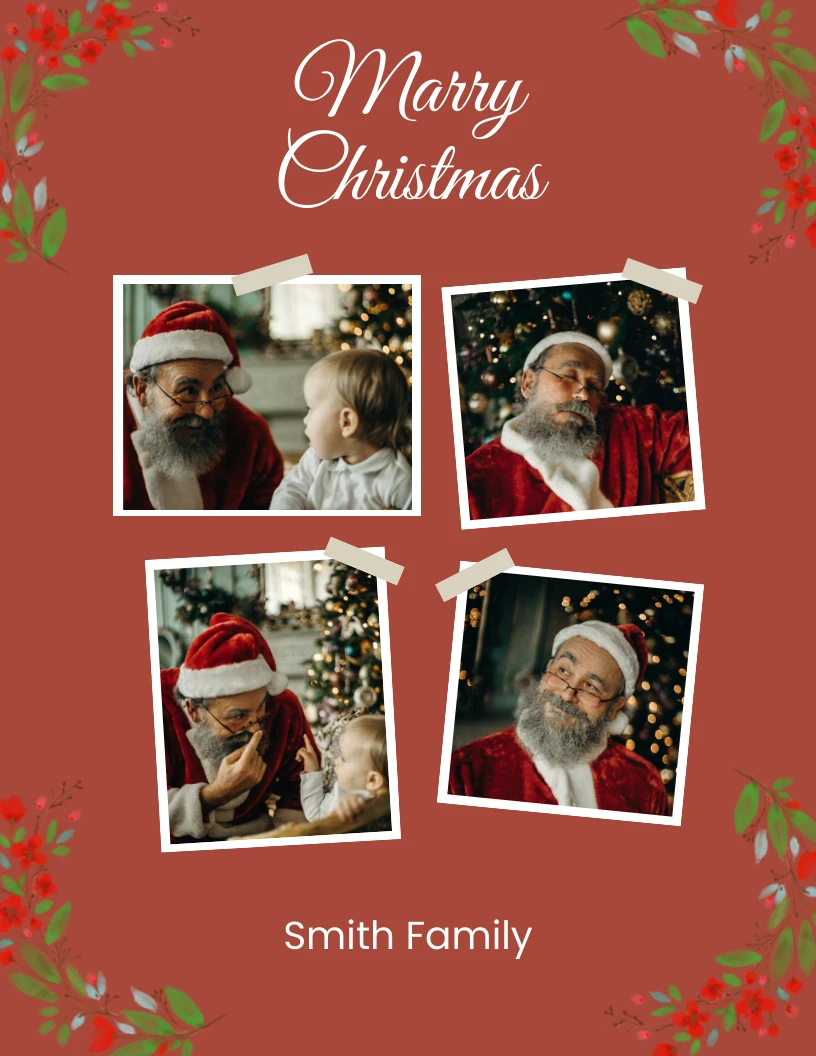 Collage de Navidad de flores de acuarela roja - Venngage