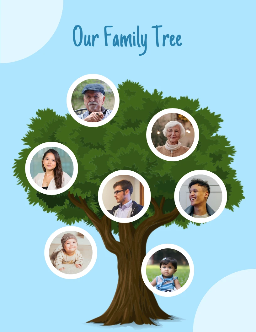Baby Blue Simple Illustration Our Family Tree Poster - Venngage