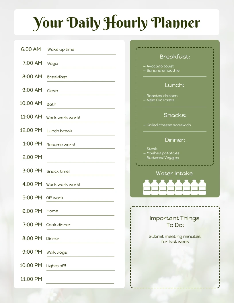 Office Hour Schedule Template