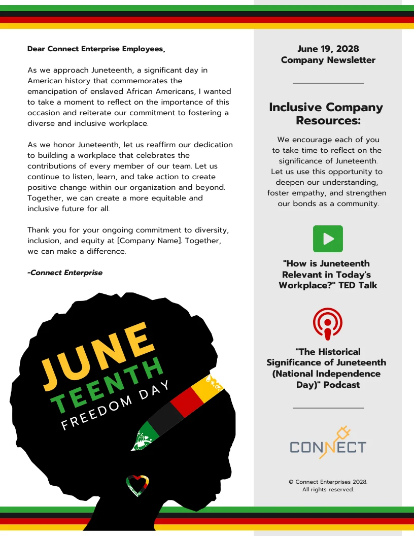 Juneteenth Independence Day Email Newsletter Template - Venngage