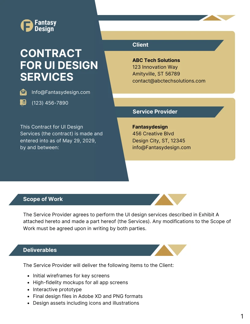 UI Design Contract Template - Venngage