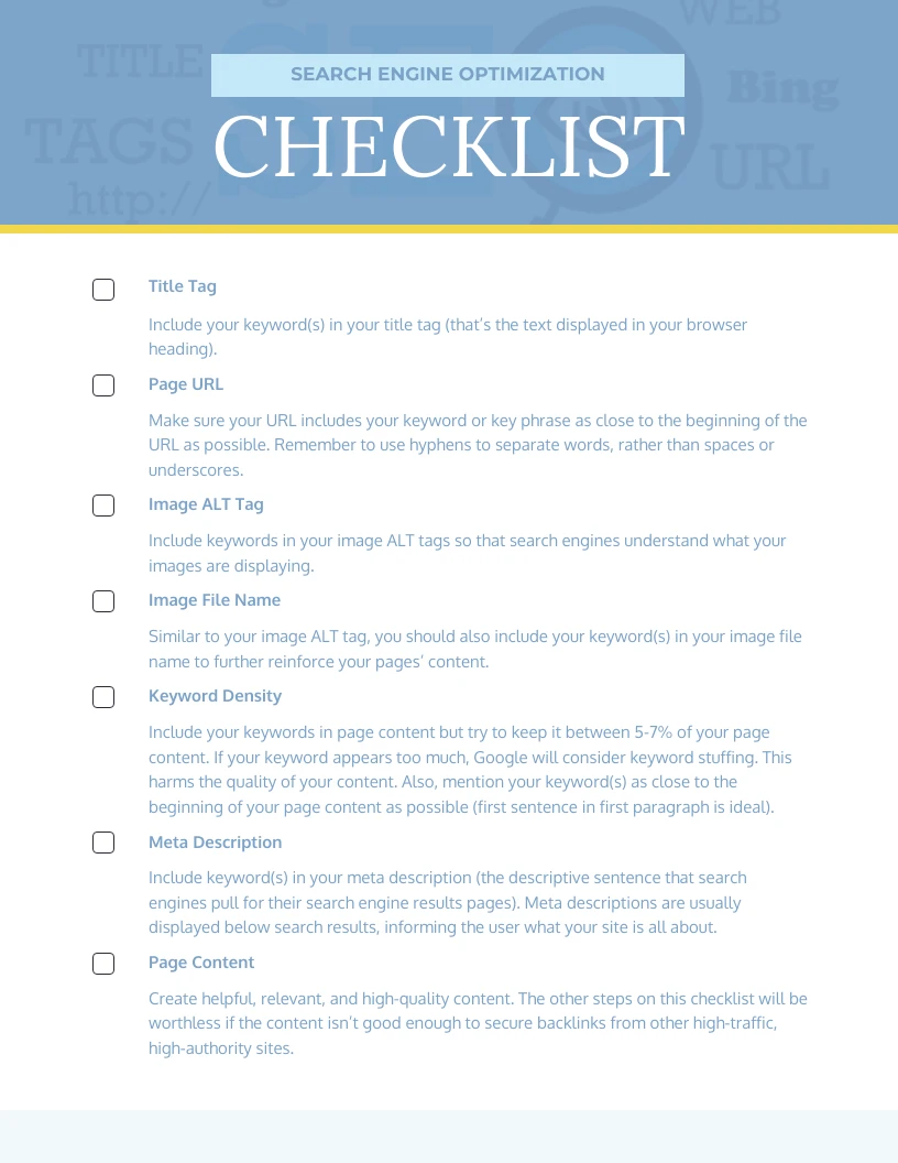 Simple SEO Checklist Template - Venngage