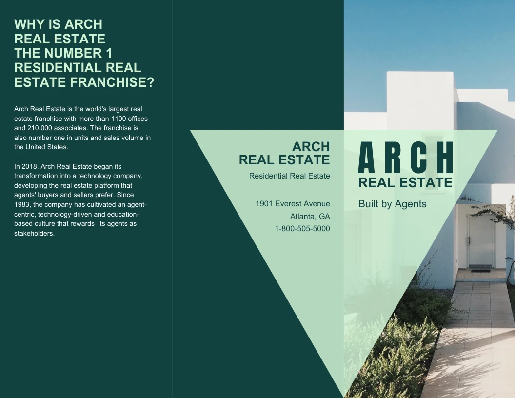 Arch Real Estate Tri Fold Brochure Template Venngage