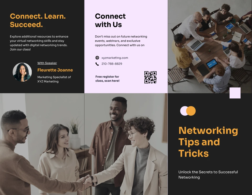 Networking Tips and Tricks Brochure Template Venngage