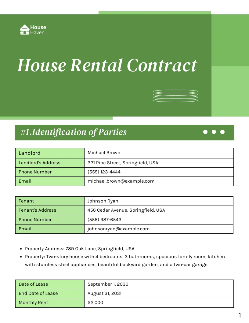 House Rental Contract Template Venngage