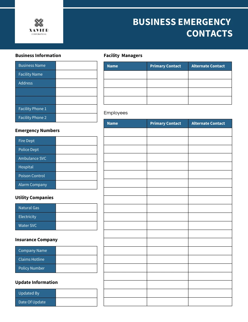 Cello Business Emergency Contact Form Template - Venngage