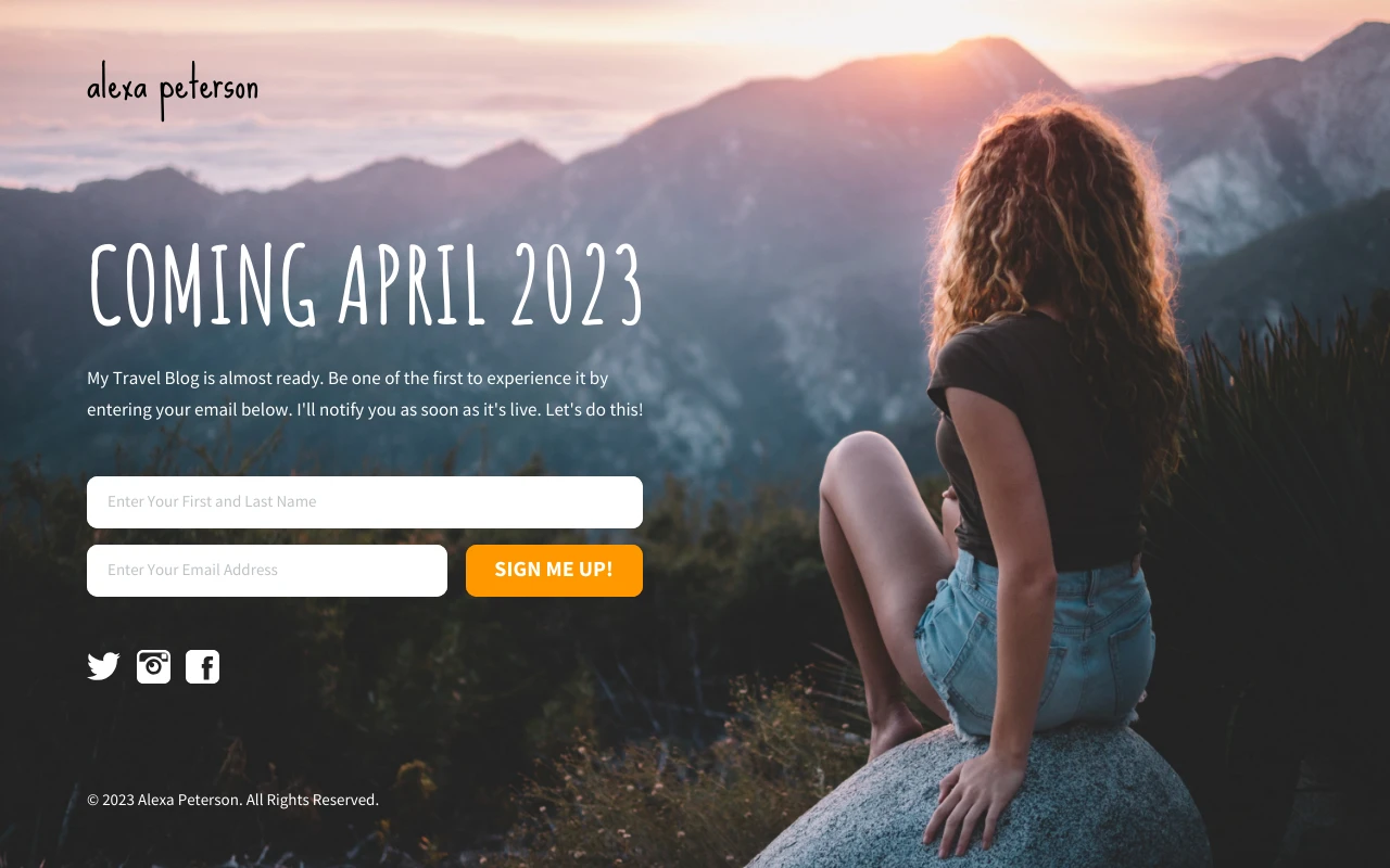 Travel Blog Coming Soon Landing Page Wireframe Template - Venngage