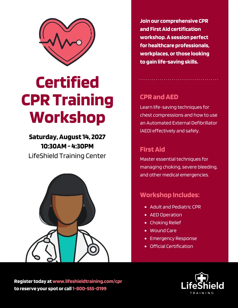 CPR Training Flyer Template - Venngage