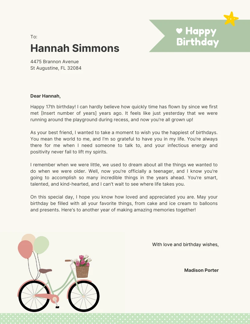 birthday letter to someone special