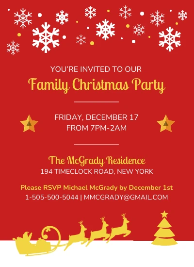 Red and Gold Christmas Party Invitation - Venngage