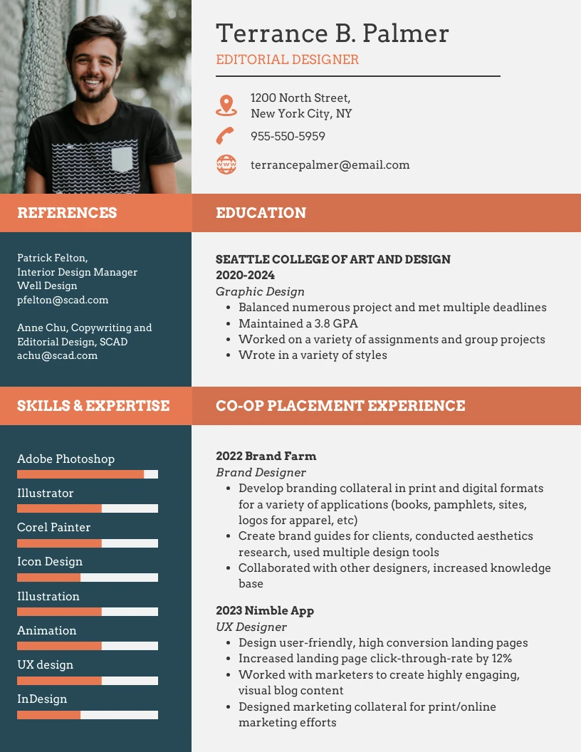 editorial-designer-student-resume-venngage