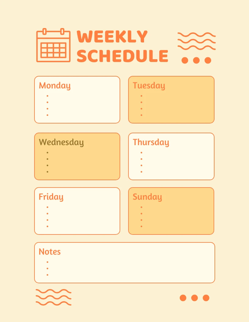 Yellow Simple Weekly Anime Schedule Template - Venngage