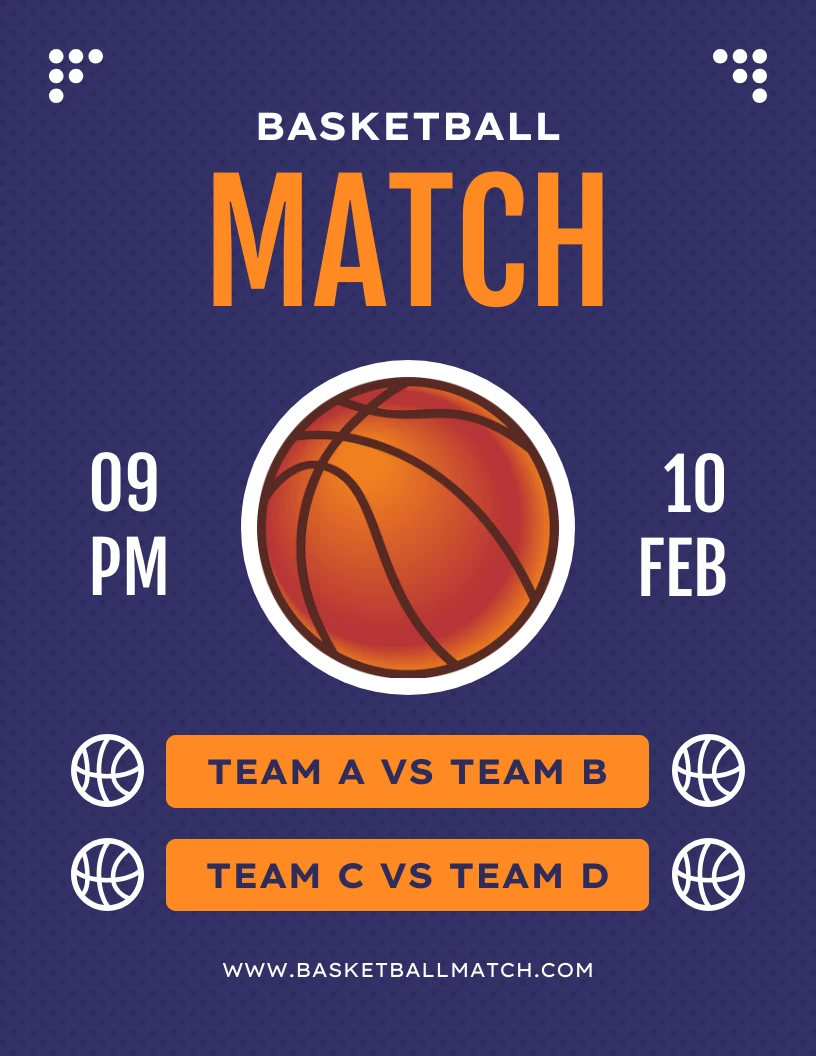 Blue Minimalist Basketball Match Schedule Template Venngage