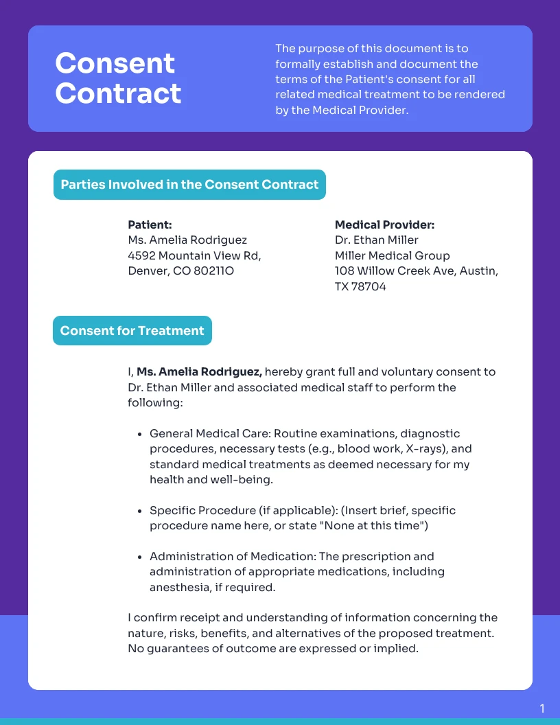 Consent Contract Template - Venngage