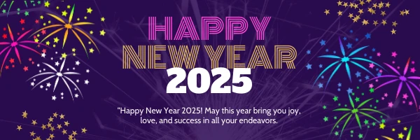 Purple Happy New Year Confetti Banner - Venngage