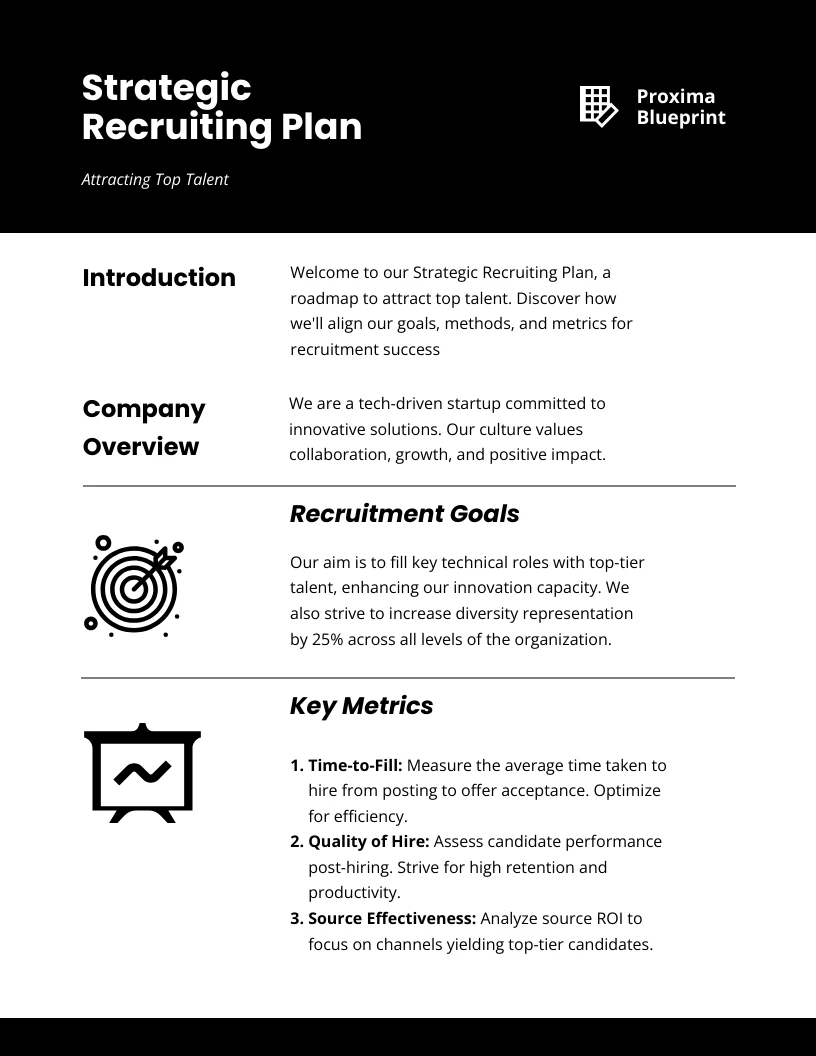 Black White Recruiting Plan Template - Venngage