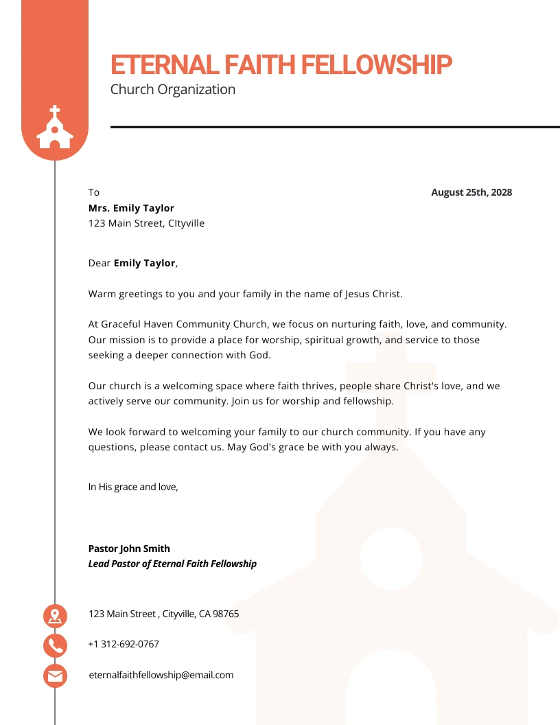 Orange Minimalist Church Letterhead - Venngage