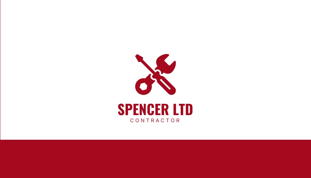 White And Red Minimalist Contractor Business Card - Venngage
