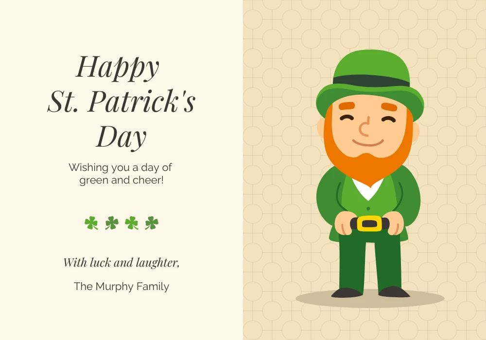 Modern Green and Cream Leprechaun St. Patrick's Day Card Venngage