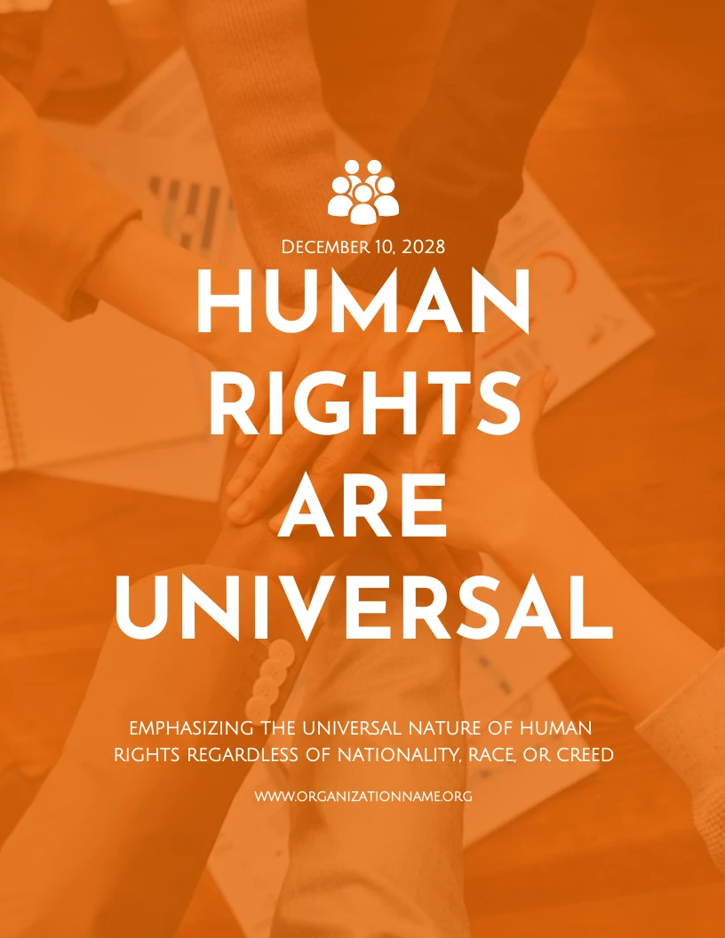 Orange Simple Photo Human Rights Are Universal Poster - Venngage