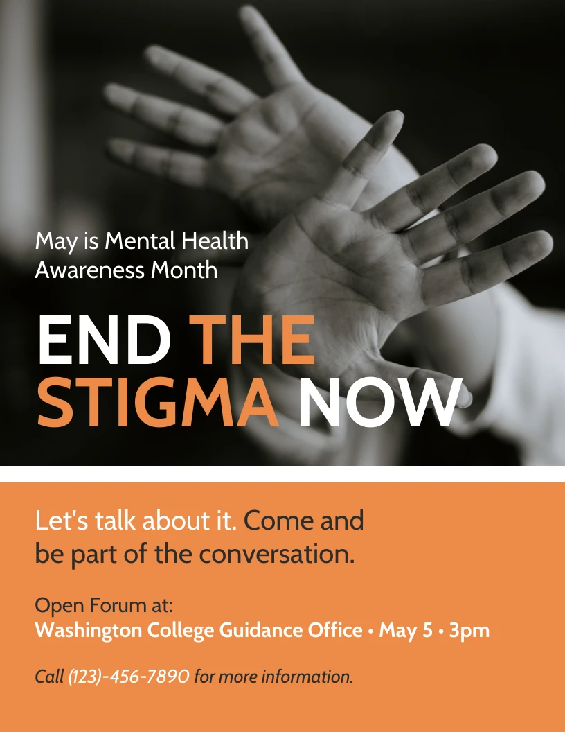 Black And Orange Mental Health Poster Venngage