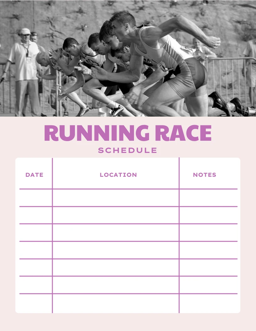 Light Pink And Purple Clean Design Running Race Schedule Template light-pink-and-purple-clean-design-running-race-schedule-template