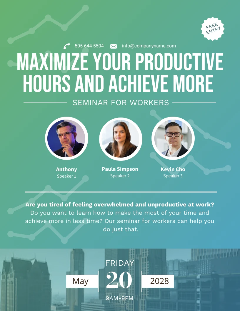 Green Gradient Business Seminar Poster - Venngage