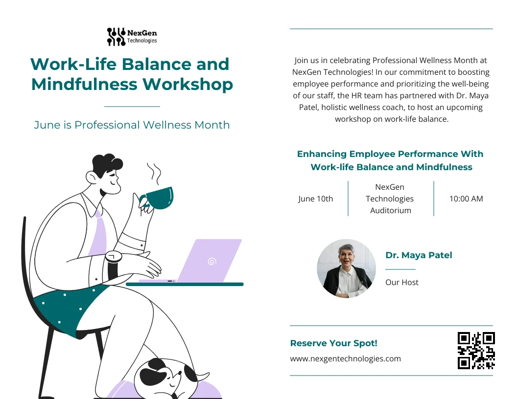 Work-Life Balance And Mindfulness Workshop Mental Health Poster - Venngage