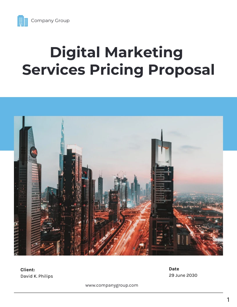 Minimalist Services Pricing Proposal Template - Venngage