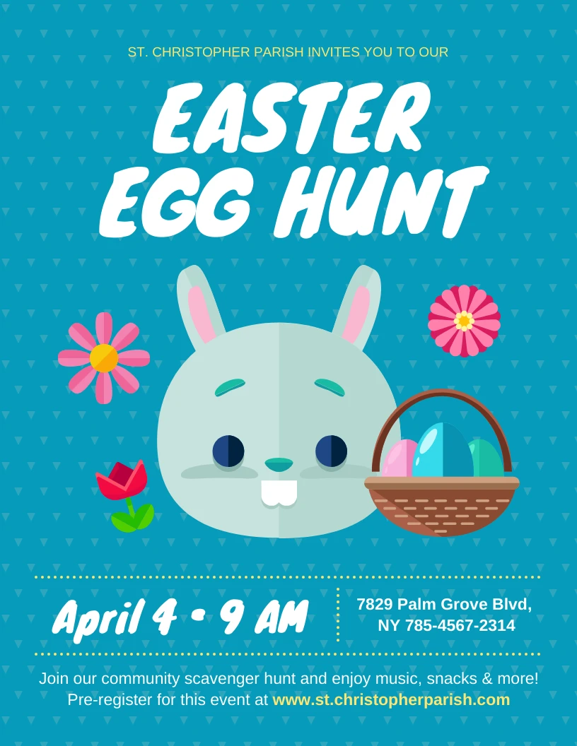 Rabbit Easter Egg Hunt Event Flyer Template - Venngage