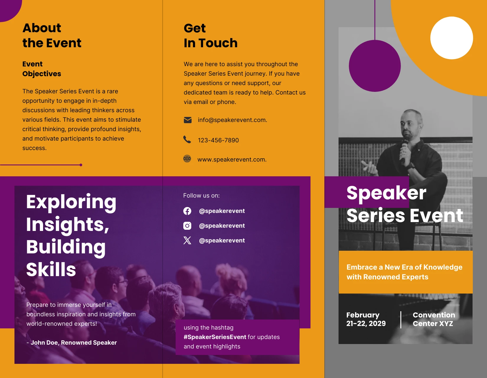 Speaker Series Event Brochure Venngage