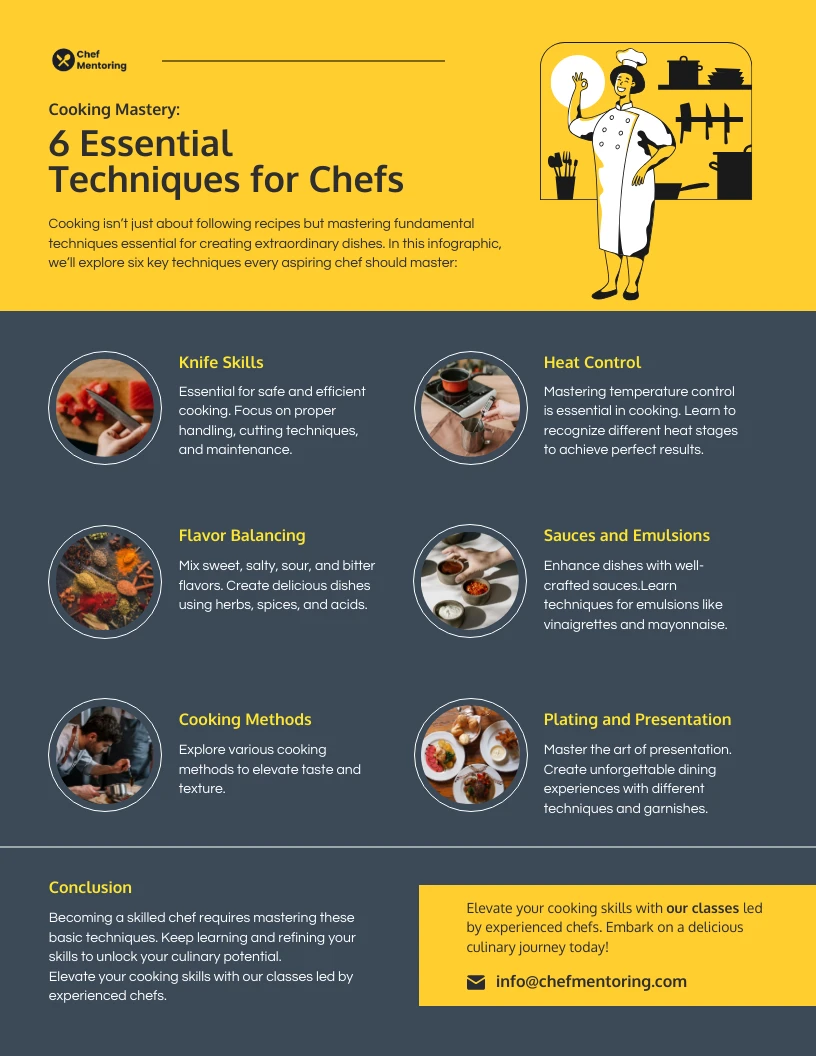 6 Essential Techniques for Chefs : Cooking Infographic - Venngage