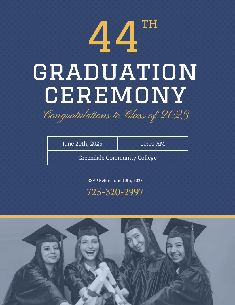 Dark Blue and Yellow Graduation Ceremony Poster Venngage