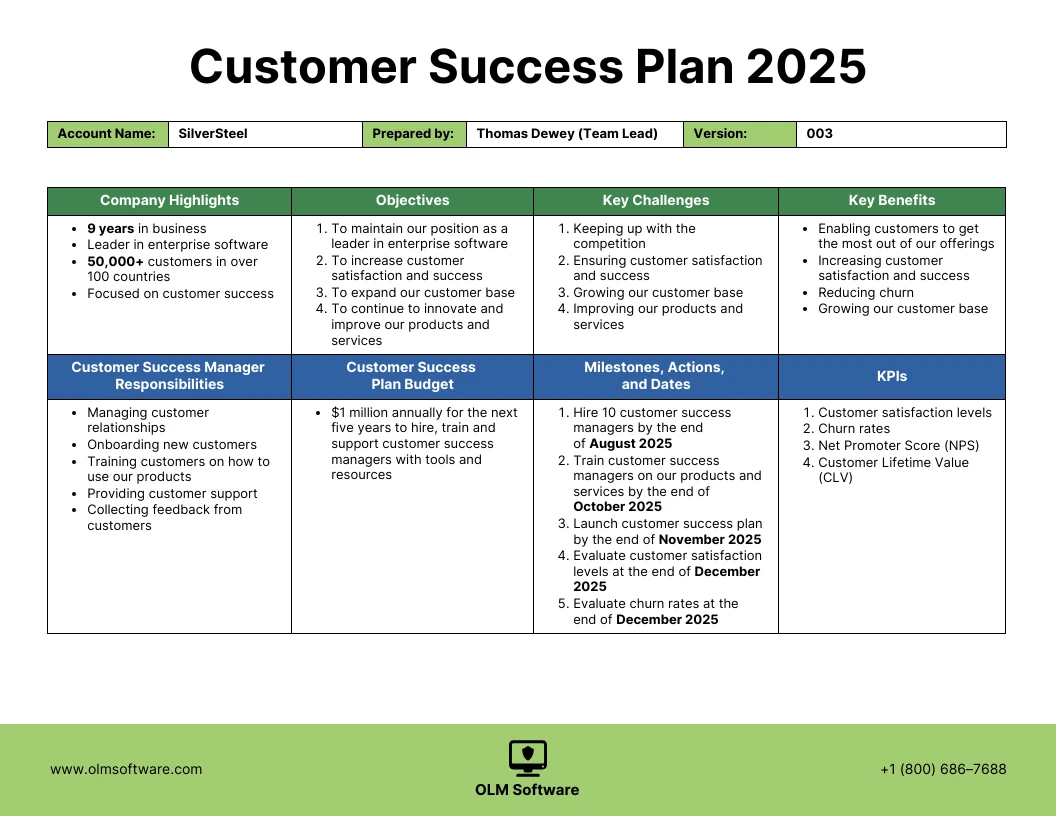 Customer Success Plan Template Venngage