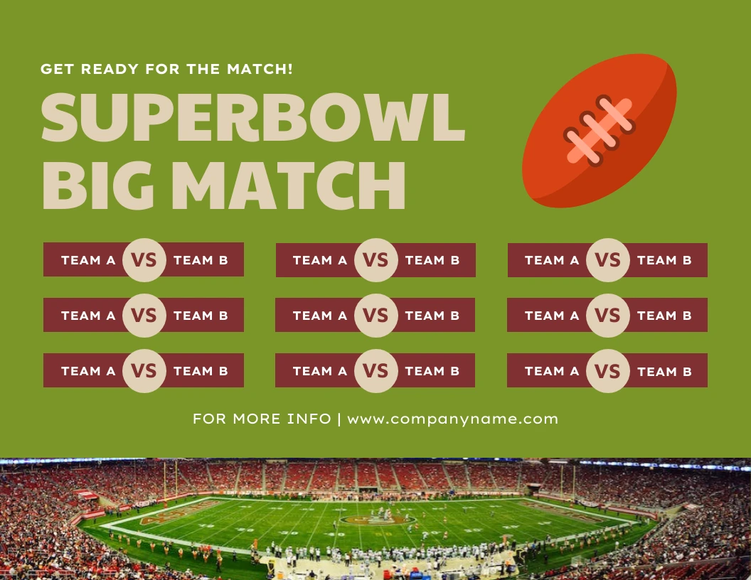 Green Simple Illustration Superbowl Big Match Schedule Template Venngage