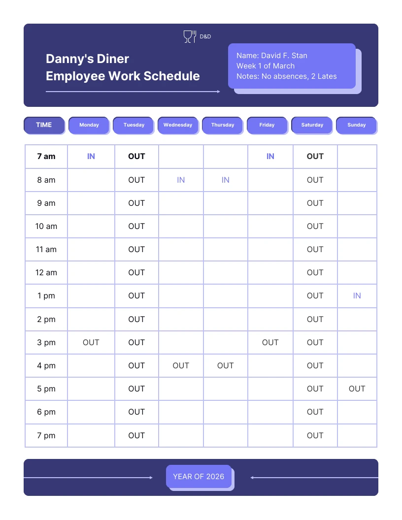 Free Work Schedule Template - Venngage