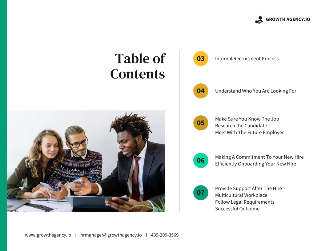 Talent Acquisition Handbook Table of Contents Template - Venngage