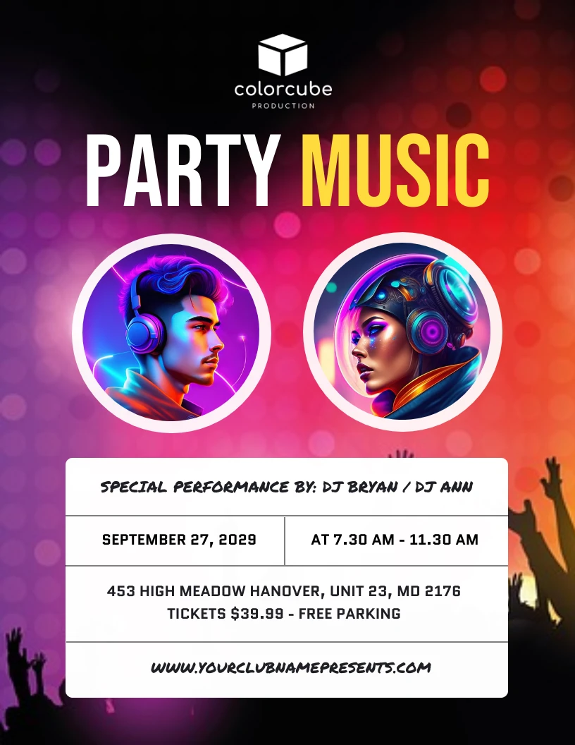 Illustration Dj Music Party Flyer Template - Venngage