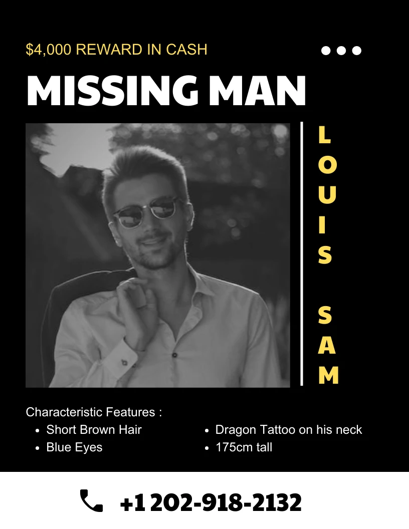 Black Simple Missing Man Flyer - Venngage
