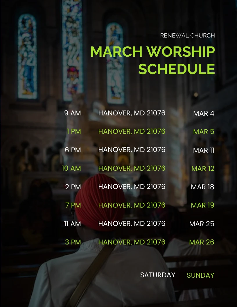 Grunge Vibrant Neon Month Worship Schedule Template Venngage