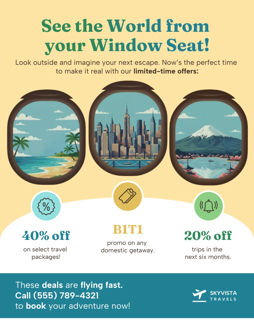 Travel Advertisement Promo Flyer Template - Venngage