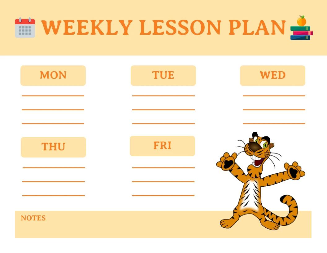 white-and-light-yellow-tiger-theme-illustration-weekly-lesson-plan