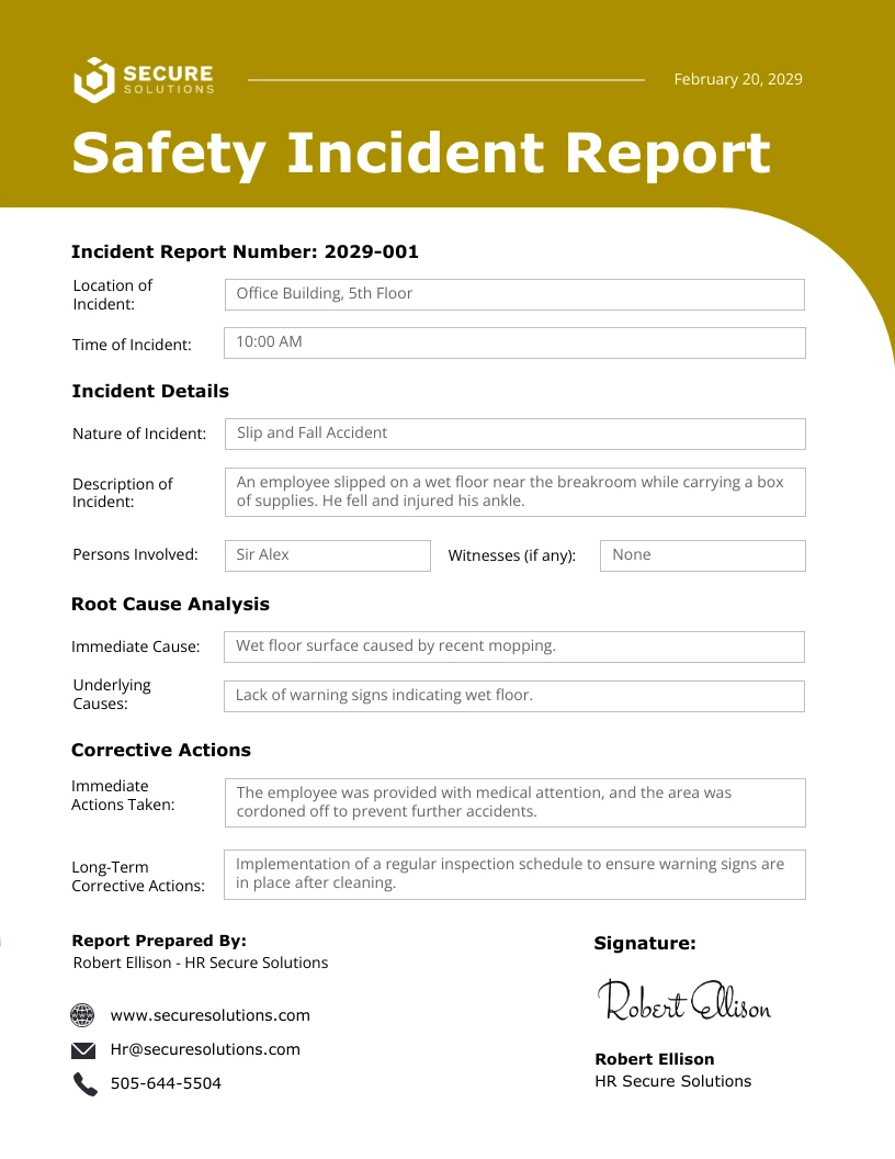 Safety Incident Report Template - Venngage