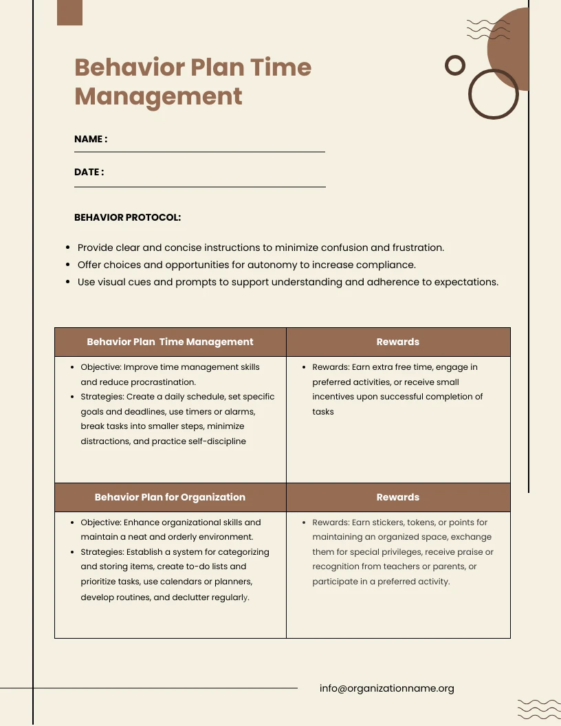 time management chart template