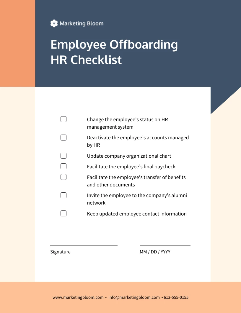 Employee Offboarding HR Checklist - Venngage