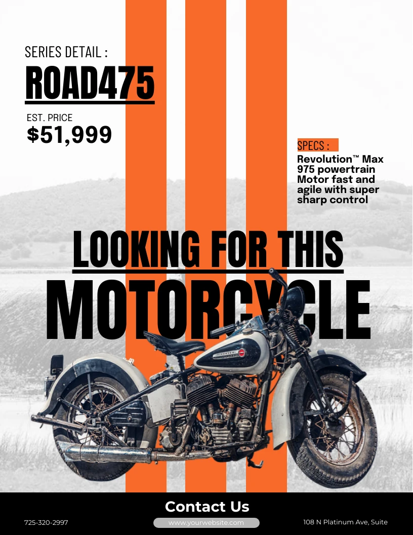 Gray and Orange Missing Collection Motorcycle - Venngage