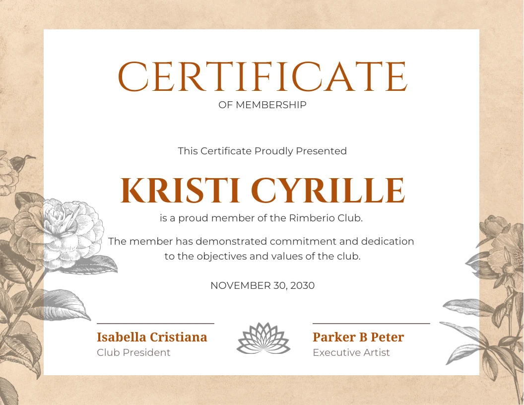 Classic Retro Club Membership Certificate Template - Venngage